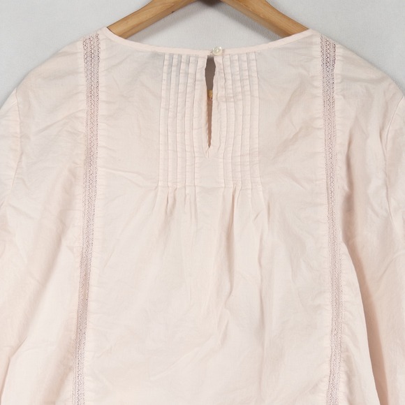 J Crew Top Blouse Womens 12 Light Pink Floral Embroidered Boho Cottage Feminine - Picture 4 of 9